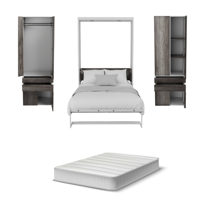 Combo Abatible + Closets: Cama Abatible Vertical Forte Matrimonial + Colchón + 2 Mini closets (De Repisas o Tubo)