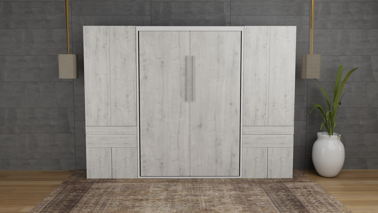 Combo Abatible + Closets: Cama Abatible Vertical Forte Matrimonial + Colchón + 2 Mini closets (De Repisas o Tubo)