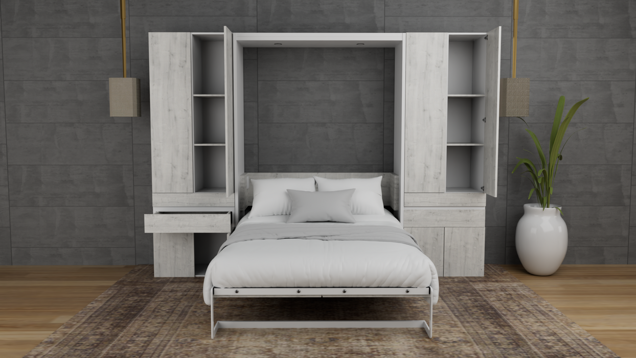 Combo Abatible + Closets: Cama Abatible Vertical Forte Matrimonial + Colchón + 2 Mini closets (De Repisas o Tubo)