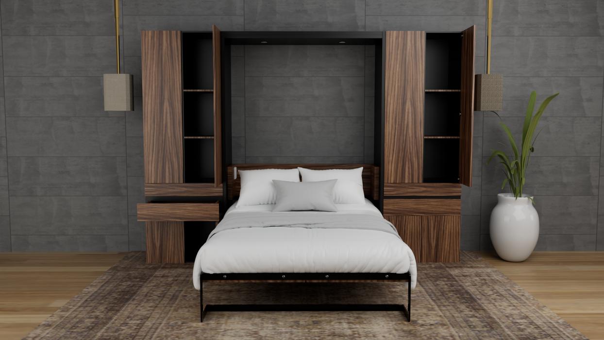 Combo Abatible + Closets: Cama Abatible Vertical Forte Matrimonial + Colchón + 2 Mini closets (De Repisas o Tubo)