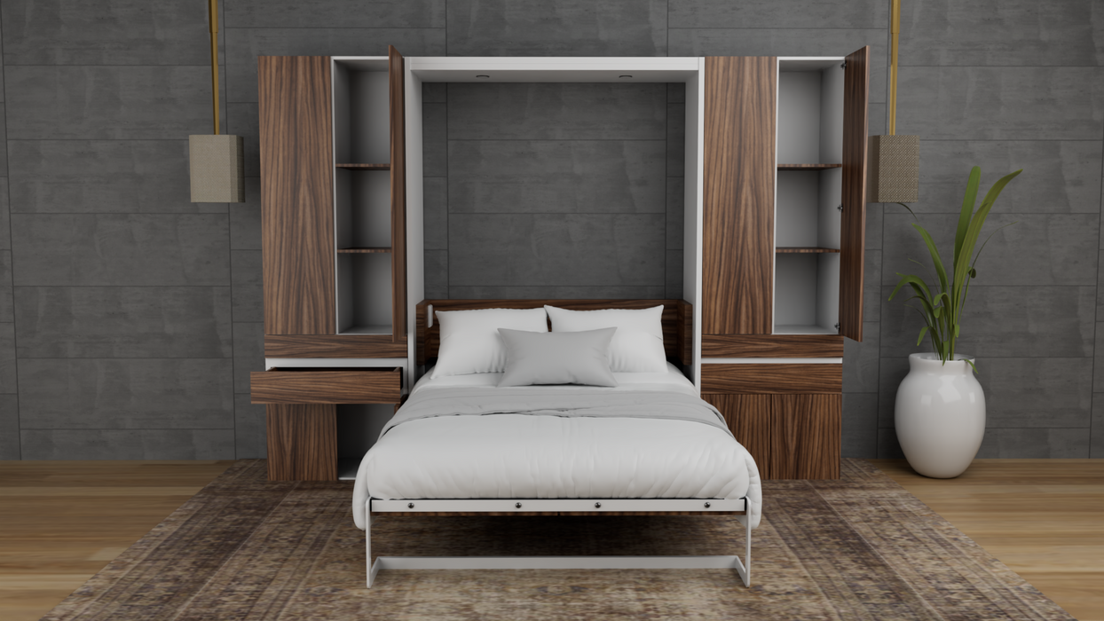 Combo Abatible + Closets: Cama Abatible Vertical Forte Matrimonial + Colchón + 2 Mini closets (De Repisas o Tubo)