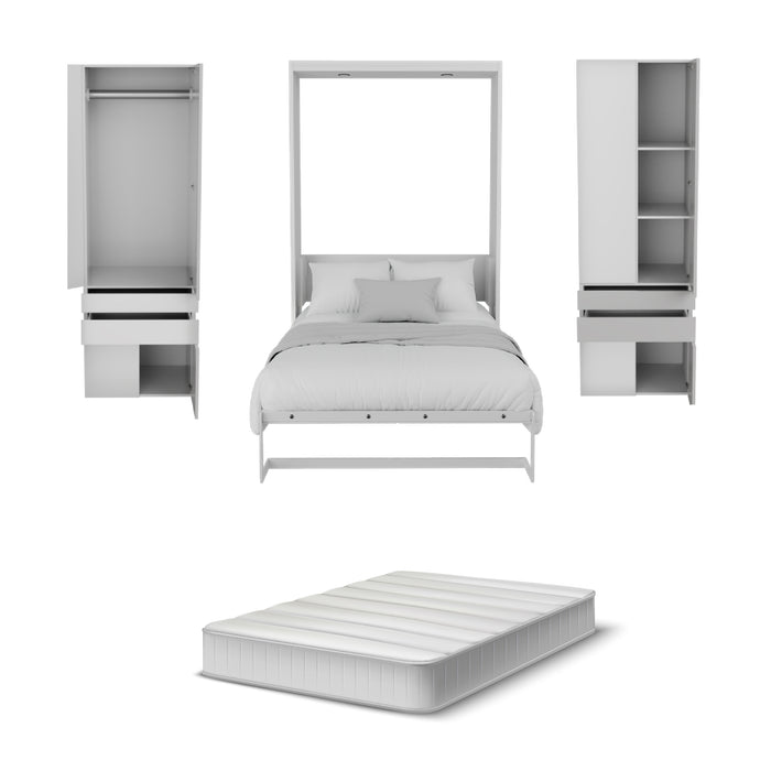 Combo Abatible + Closets: Cama Abatible Vertical Forte Matrimonial + Colchón + 2 Mini closets (De Repisas o Tubo)