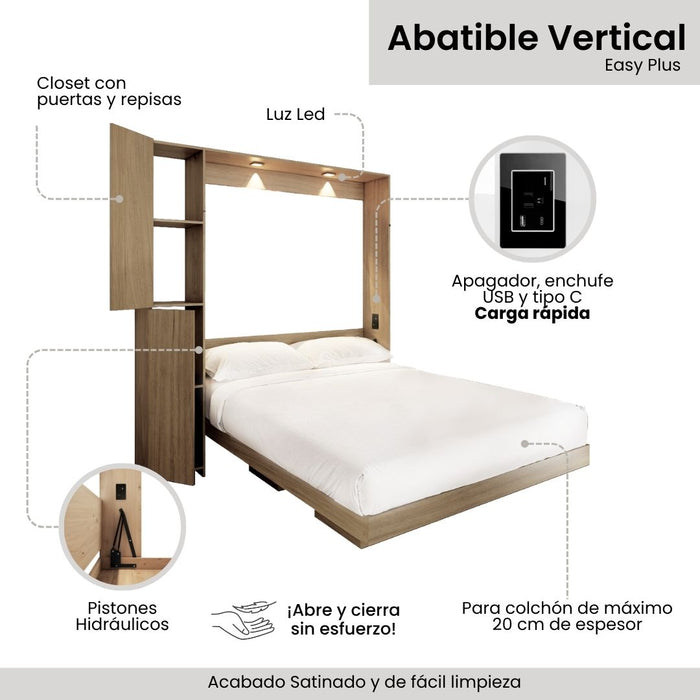 ¡NUEVO MODELO! Cama Abatible Vertical Hidráulica (Easy Plus)