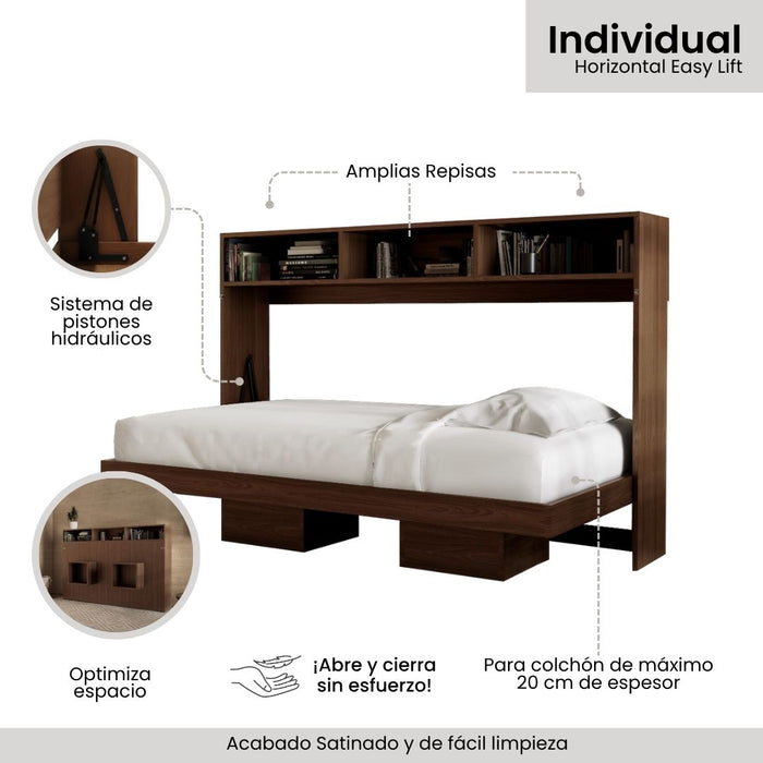 Cama Abatible Horizontal Easy Lift (con repisas)