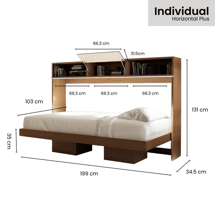 Cama Abatible Horizontal Plus (con repisas)
