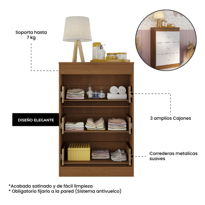 Combo Crece con tu bebé: Cuna 3 en 1 + Colchón + Armario Organizador + Cómoda Dulce de Leche