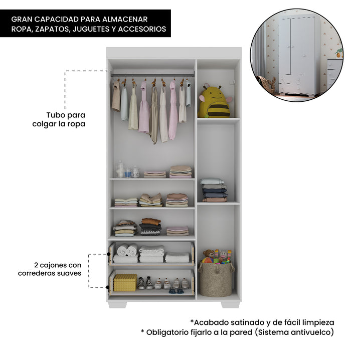 COMBO: Litera Triple + Ropero Infantil Blanco + Cómoda infantil Blanca ENTREGA A 45 DÍAS