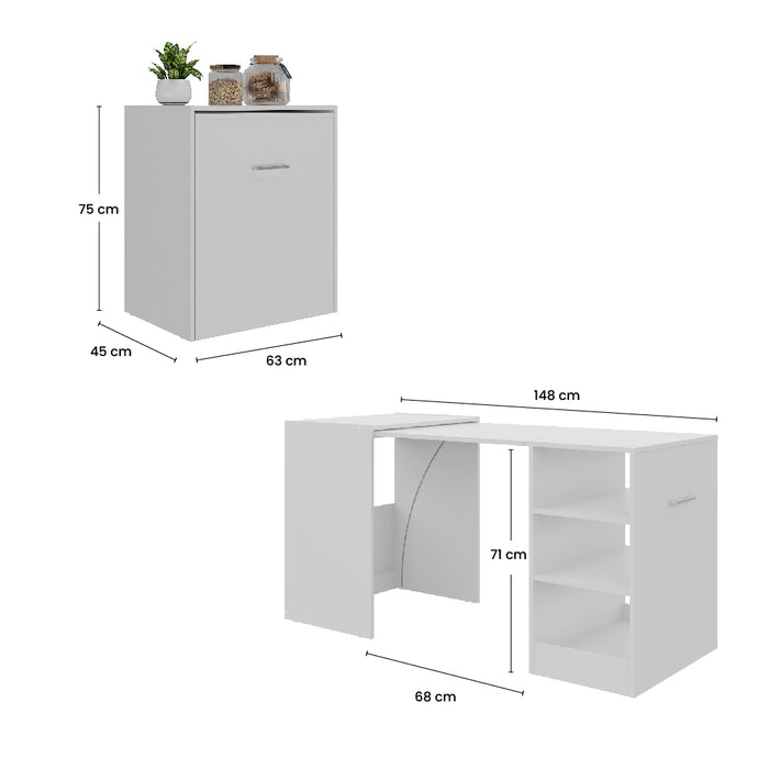 Combo Estudio Plus: Cama Baúl Forte Matrimonial Blanca + Colchón Matrimonial + Escritorio Esencial